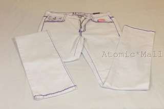 Womens Tupac Makaveli White Jeans Bling FluerDeLis SZ 7  