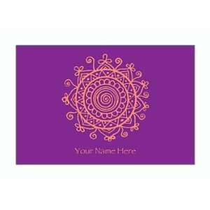  Personalized Stationery Note Cards with Medallion   Grape 