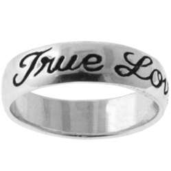 TRUE LOVE WAITS RING ♥ Cursive Sterling Silver, Size 10  