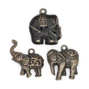 Blue Moon Trinket Shoppe Metal Charms 3/Pkg Elephant Oxidized Brass; 3 