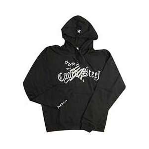  Caged Steel Star Hoodie   Black Large