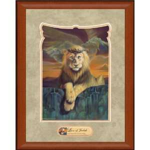     Lion of Judah 26 x 32 Open Wood frame Gobi matting