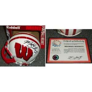 Michael Bennett Signed University of Wisconson Riddell Mini Helmet 