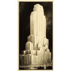   Empire State Building Waldorf Astoria Hotel   Original Halftone Print