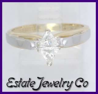   wg Trillion Diamond Marquise Solitaire Illuision Engagement Ring .30ct