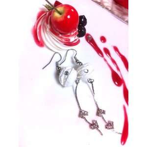 Macaron earrings miniature with long charm chain/adorable fake dessert 