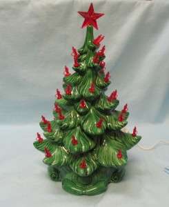 VINTAGE 19 GREEN CERAMIC CHRISTMAS TREE LIGHTED MUSICAL Red or Multi 