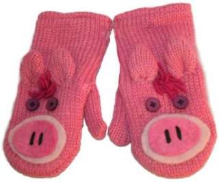  DeLux Piggy Pink Wool Animal Mittens Clothing