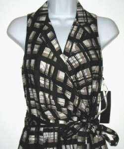NWT Black Taupe JONES NEW YORK Fau Wrap V Neck Dress 10  