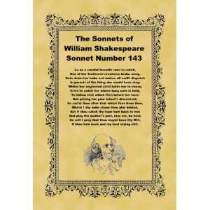   A4 Size Parchment Poster Shakespeare Sonnet Number 143: Home & Kitchen
