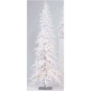   Lit White Flocked Frosted Alpine Christmas Tree
