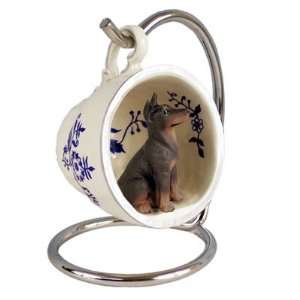  Doberman Pinscher Blue Tea Cup Dog Ornament   Red: Home 