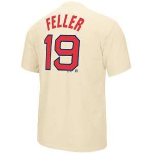 Bob Feller Cleveland Indians Majestic MLB Cooperstown Player Natural T 