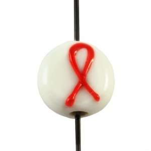  10mm Red Ribbon Awareness Beads   Vertical Hole Arts 