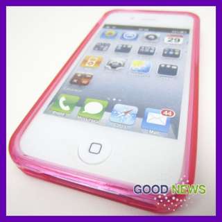   iPhone 4 4S Clear Pink TPU Gel Silicone Rubber Skin Case Phone Cover