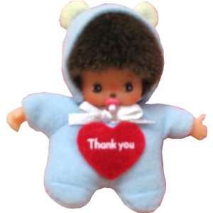  Valentine Bebi Monchhichi Boy Overalls Keychain Plush Doll 