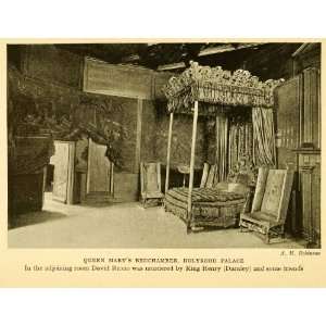  1924 Print Queen Mary Bedchamber Holyrood Palace Scotland 