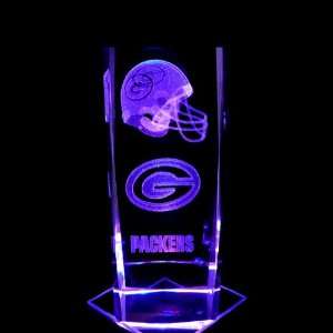 Green Bay Packers 3D Laser Etched Crystal includes Two Separate LEDs 