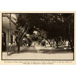  1918 Print Port Limon Costa Rica Street Village Culture 