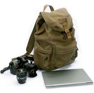   Canvas DSLR Camera Bag Backpack Rucksack Bag School Bag  Green  