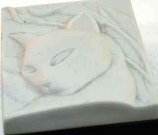 VINTAGE White Bisque CAT DRESSER BOX  