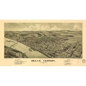 Historic Panoramic Map Belle Vernon, Pennsylvania, 1902. Drawn by T. M 