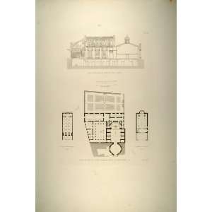  1860 Engraving Santi Cosma e Damiano Church Rome Plan 