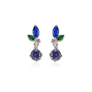  I Lovette CZ Petals Round Amethyst Drop Earrings: Jewelry