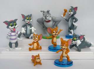 TOM AND JERRY FUNNY CARTOON Cake Topper Figures Lot of 9pc Toy Gift 