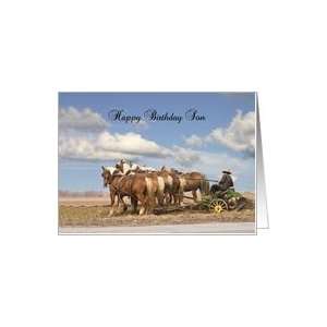  Birthday Son, Amish Farmer Plowing with Horses Card: Toys 