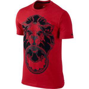 Nike LEBRON JAMES Lion Crown Shirt Heat Red 451209 611 Sz M L XL 