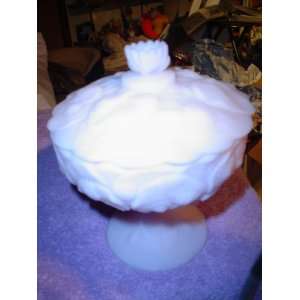  LAVENDER FENTON FROSTED GLASS CANDY DISH WITH COVER: Home 