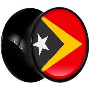 10mm Black Acrylic Timor Leste Flag Saddle Plug: Jewelry