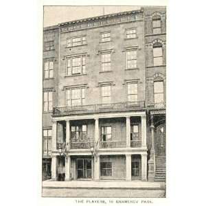1893 Print Players Club Gramercy Park New York City NYC   Original 