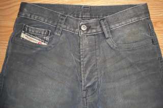 Mens Diesel Gray Corduroy Distressed Grunge Buttonfly Jeans Size 30 x 