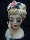 LADY HEADVASE INARCO 1961 E 193/M/A HEAD VASE WITH PINK ROSE & DIAMOND 