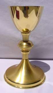 Gold Plated Brass Roman Catholic Chalice & Paten w/Memoriam  