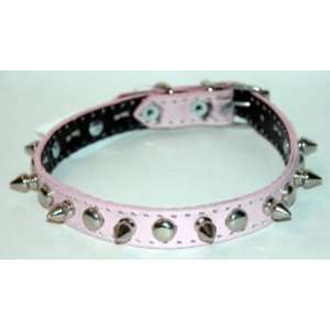   Pink Leather Collar (Fits neck size 15   18)