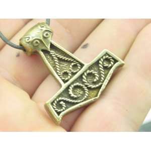  Thors hammer necklace pewter with patina pendant viking 