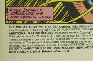 Vintage Marvel Comic Book Mightly Thor No 467 October 1993 Pluto VS 