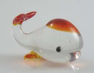 Whale Moby Miniature Glass Figurine animal CR/Red 1  