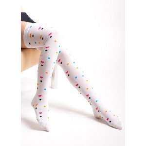   : Multi Color Heart White Thigh High Socks Size 9 11: Everything Else