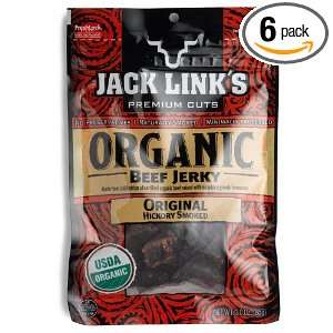 Jack Links Organic Beef Jerky, Original, 3 Ounce Packages (Pack of 6)