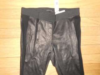 Theory Tacie Stretch Leather Knit Ponte Leggings Pant 6  