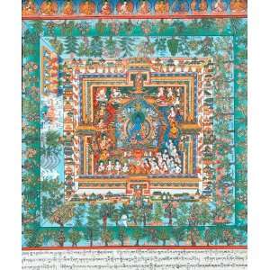 The Paradise of Medicine Buddha   Tibetan Thangka Painting:  