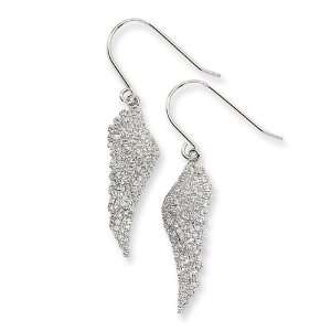  Sterling Silver CZ Dangle Angel Wing Earrings Jewelry