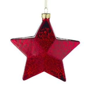  Glittery Red Star Glass Christmas Ornament: Home & Kitchen