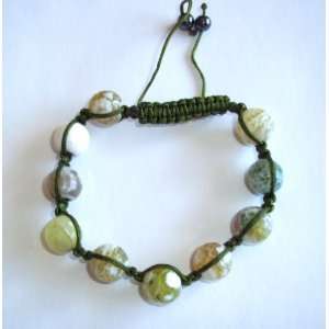   Hip Hop bracelet, Natural Green & Lt. Green Agate: True FashionNY