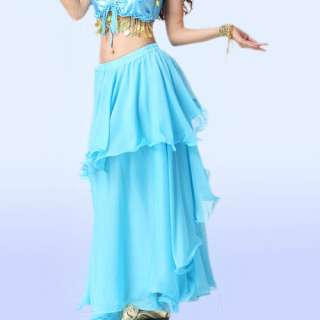 Hot!!! Bright Beautiful and Charming Belly Dance Spiral Skirt Lake 