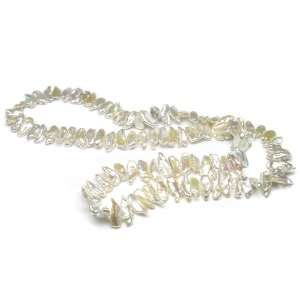  White Biwa Freshwater pearl Necklace: Jewelry
